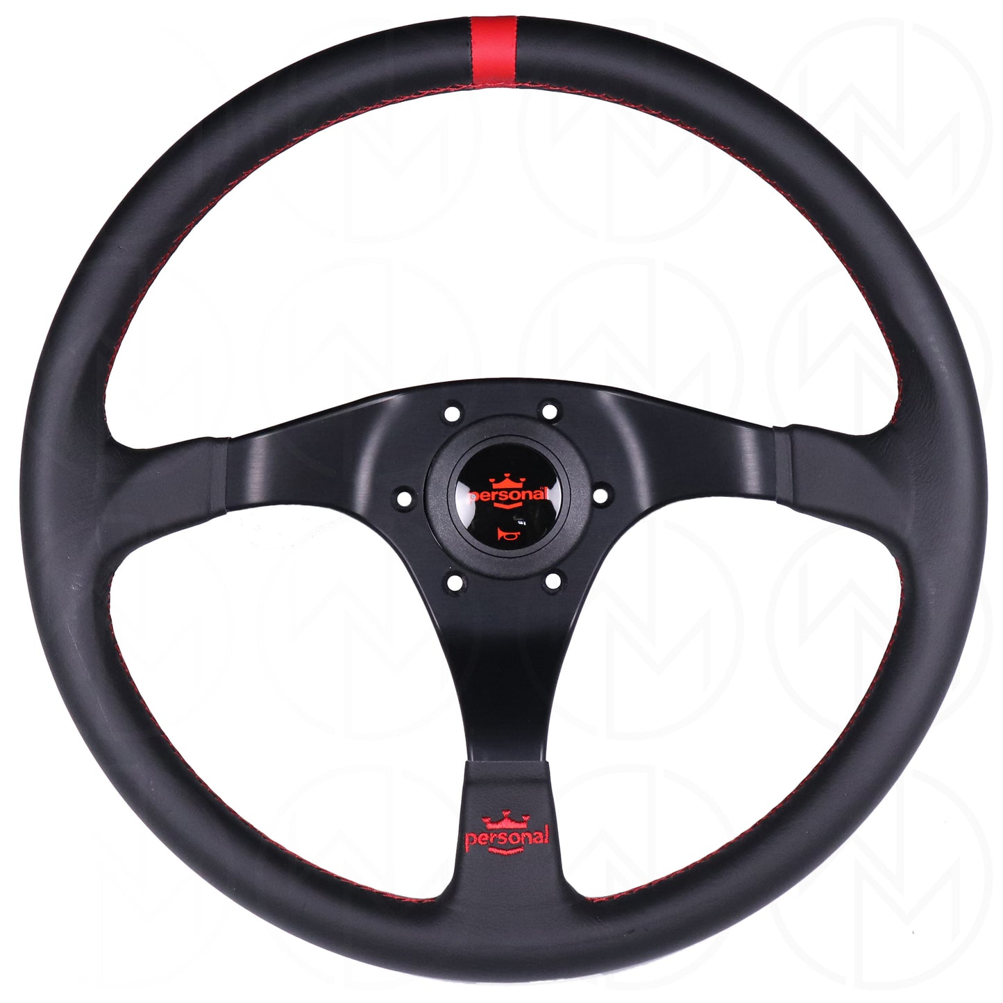 Personal Trophy Steering Wheel - 350mm Leather w/Red Stitch