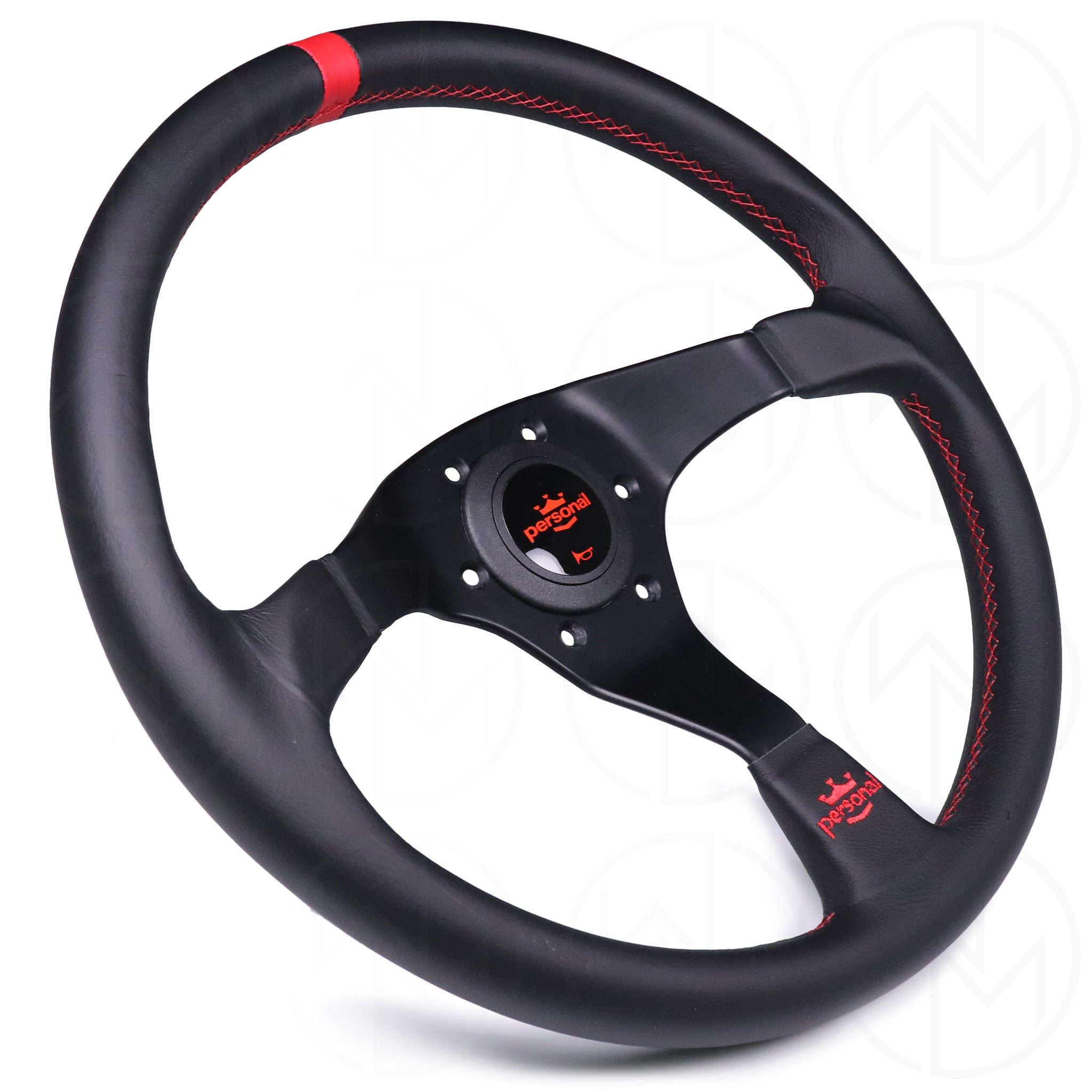 Personal Trophy Steering Wheel - 350mm Leather w/Red Stitch