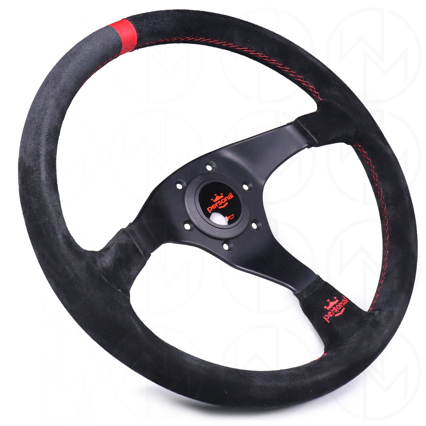 Personal Trophy Steering Wheel - 350mm Suede w/Red Stitch