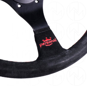 Personal Trophy Steering Wheel - 350mm Suede w/Red Stitch